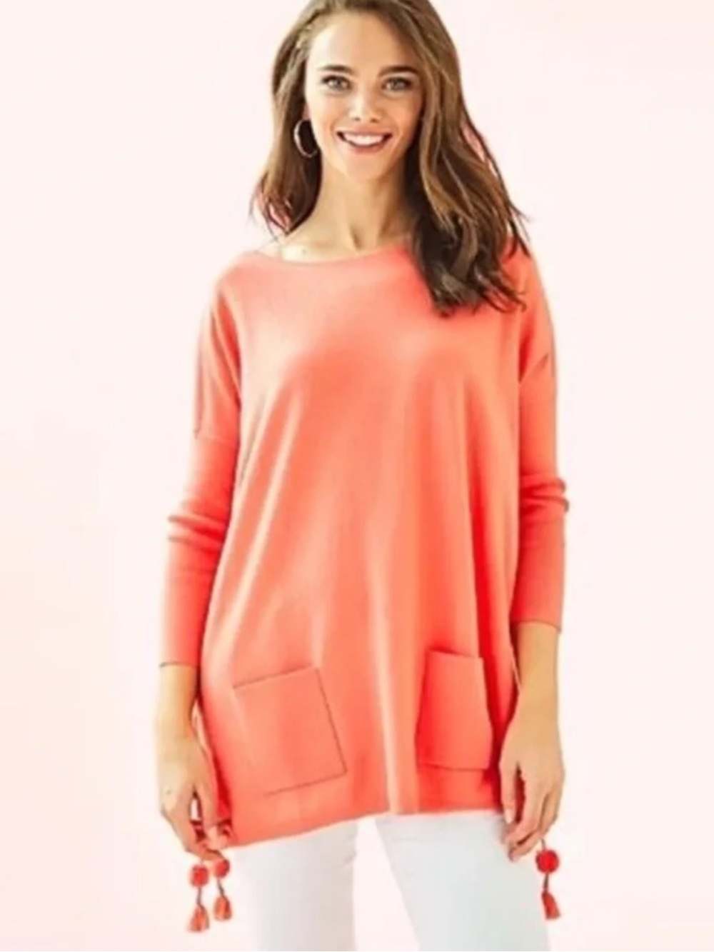 Lilly Pulitzer Elba Sweater Coolmax Women’s Large Tangerine Orange